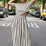 Noa Crop Tee | Oat Stripe