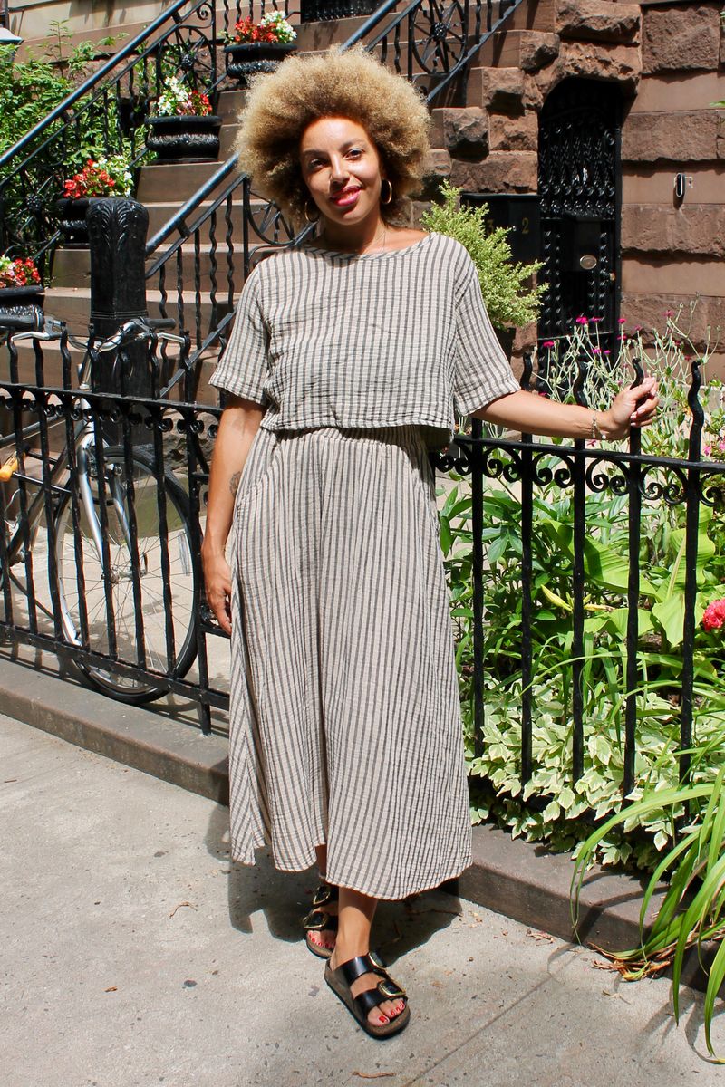 Noa Crop Tee | Oat Stripe