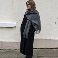 Lambswool Oversized Scarf | Charcoal Melange