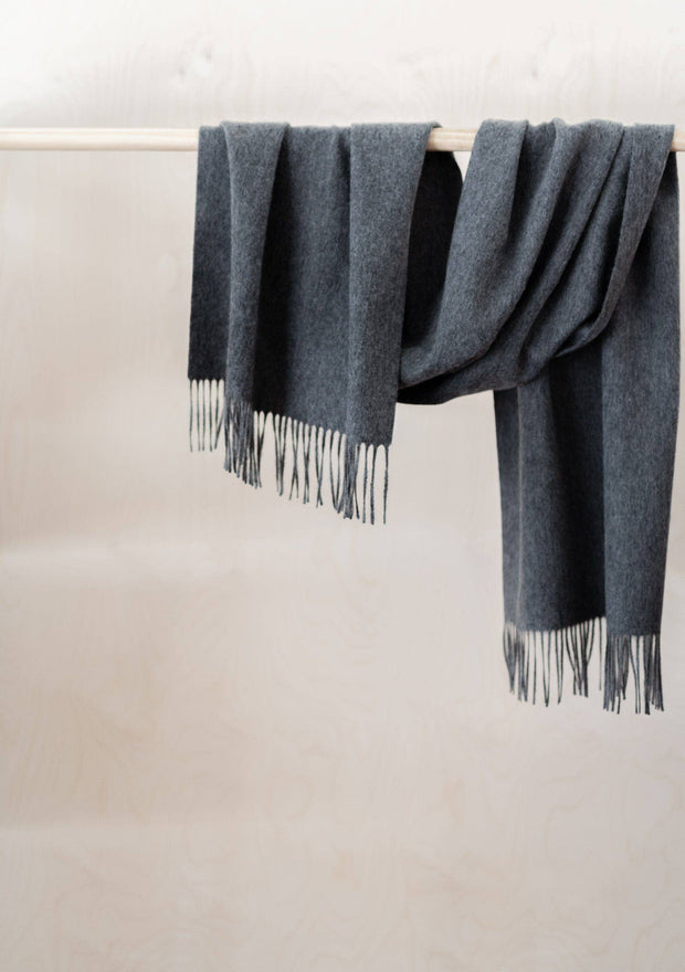 Lambswool Oversized Scarf | Charcoal Melange