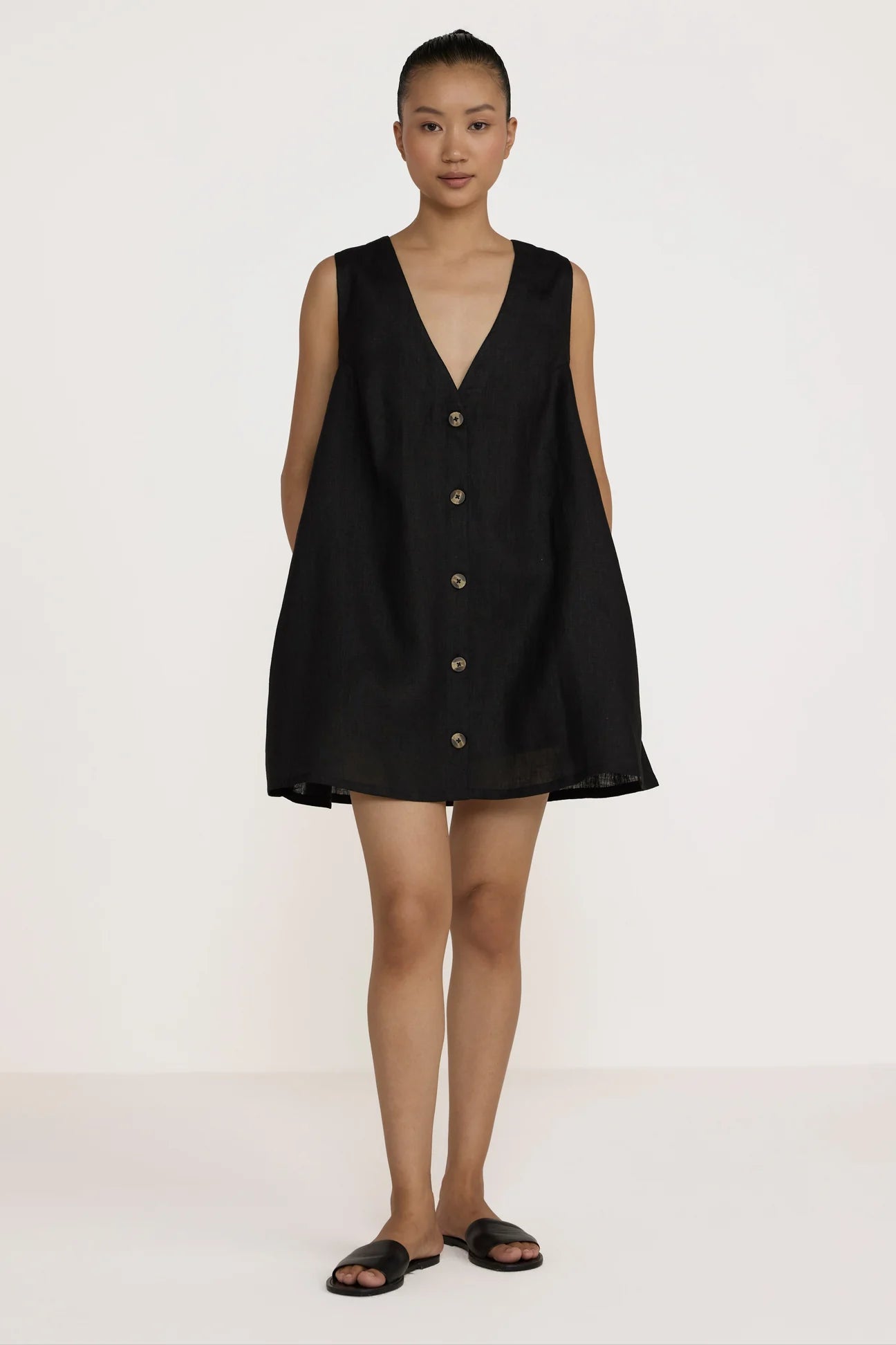V-Neck Mini Dress | Black