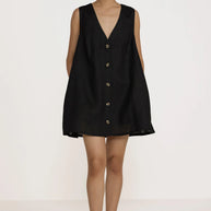 V-Neck Mini Dress | Black