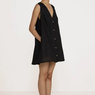 V-Neck Mini Dress | Black