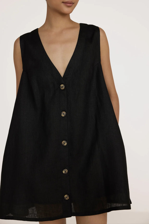 V-Neck Mini Dress | Black