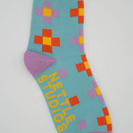 Women’s Cotton Ankle Socks - Blue Pixels