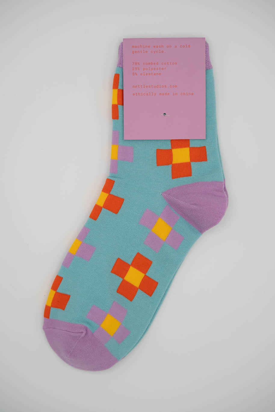 Women’s Cotton Ankle Socks - Blue Pixels