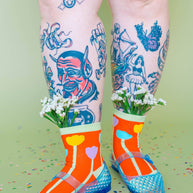 Women’s Cotton Ankle Socks - Orange Tulips
