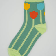 Women’s Cotton Ankle Socks - Primary Tulips