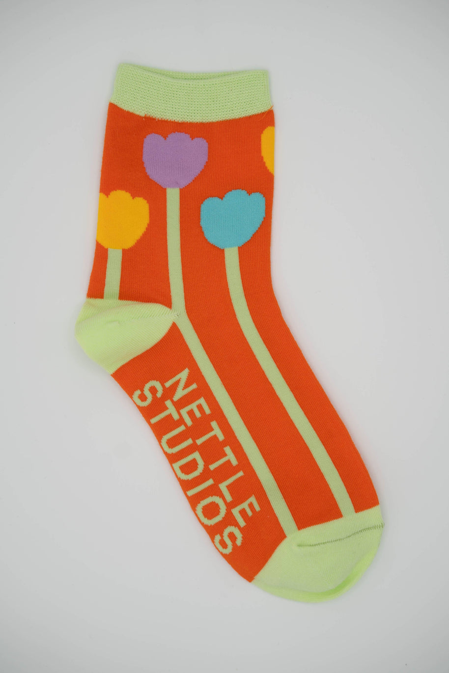 Women’s Cotton Ankle Socks - Orange Tulips