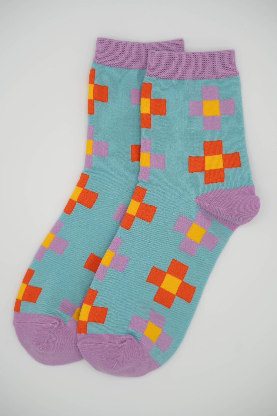 Women’s Cotton Ankle Socks - Blue Pixels