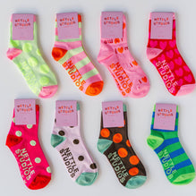 Women’s Cotton Ankle Socks - Brown Orange Polka Dot
