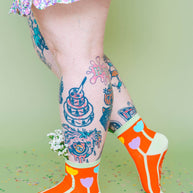 Women’s Cotton Ankle Socks - Orange Tulips