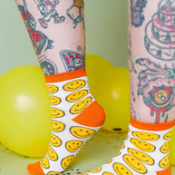 Women’s Cotton Ankle Socks - Classic Smiley Face