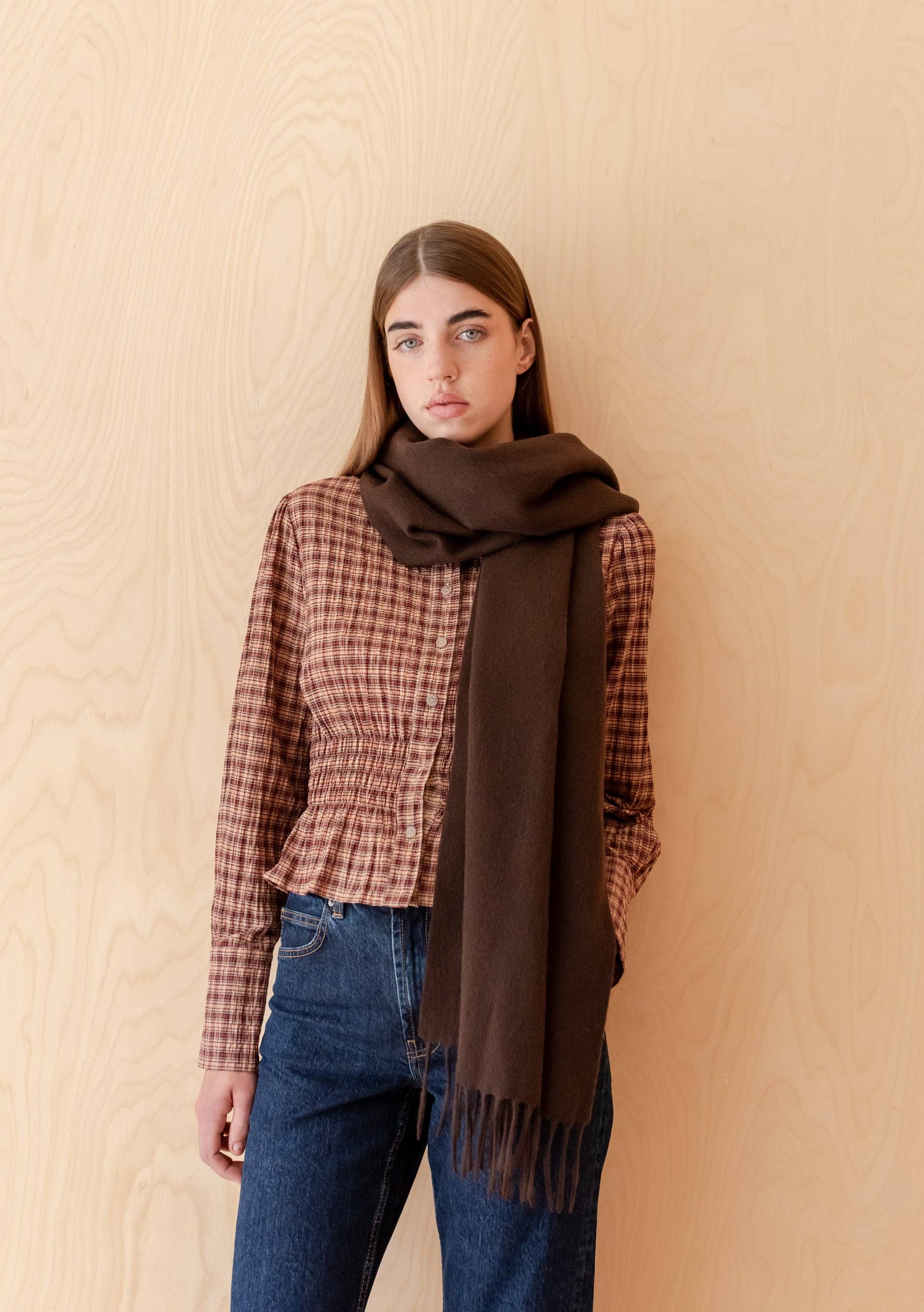 Lambswool Oversized Scarf | Chocolate