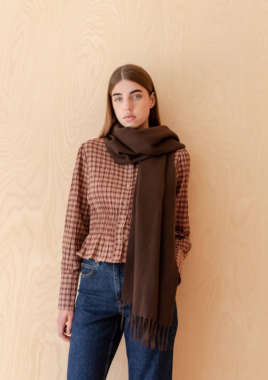 Lambswool Oversized Scarf | Chocolate