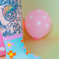 Women’s Cotton Ankle Socks - Blue Pixels