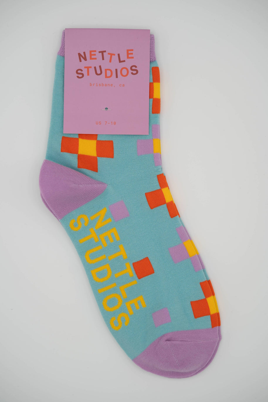 Women’s Cotton Ankle Socks - Blue Pixels
