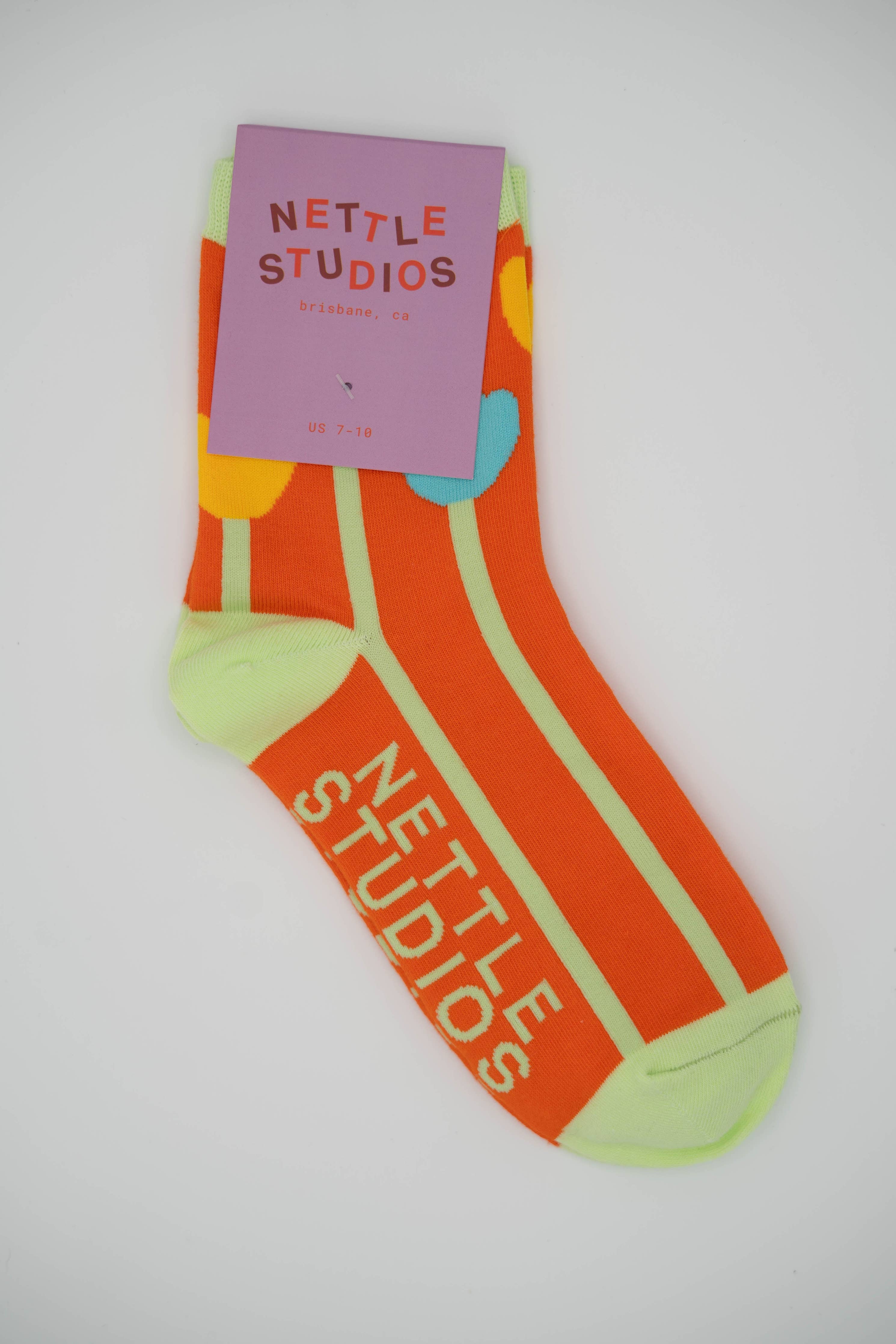 Women’s Cotton Ankle Socks - Orange Tulips