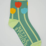 Women’s Cotton Ankle Socks - Primary Tulips