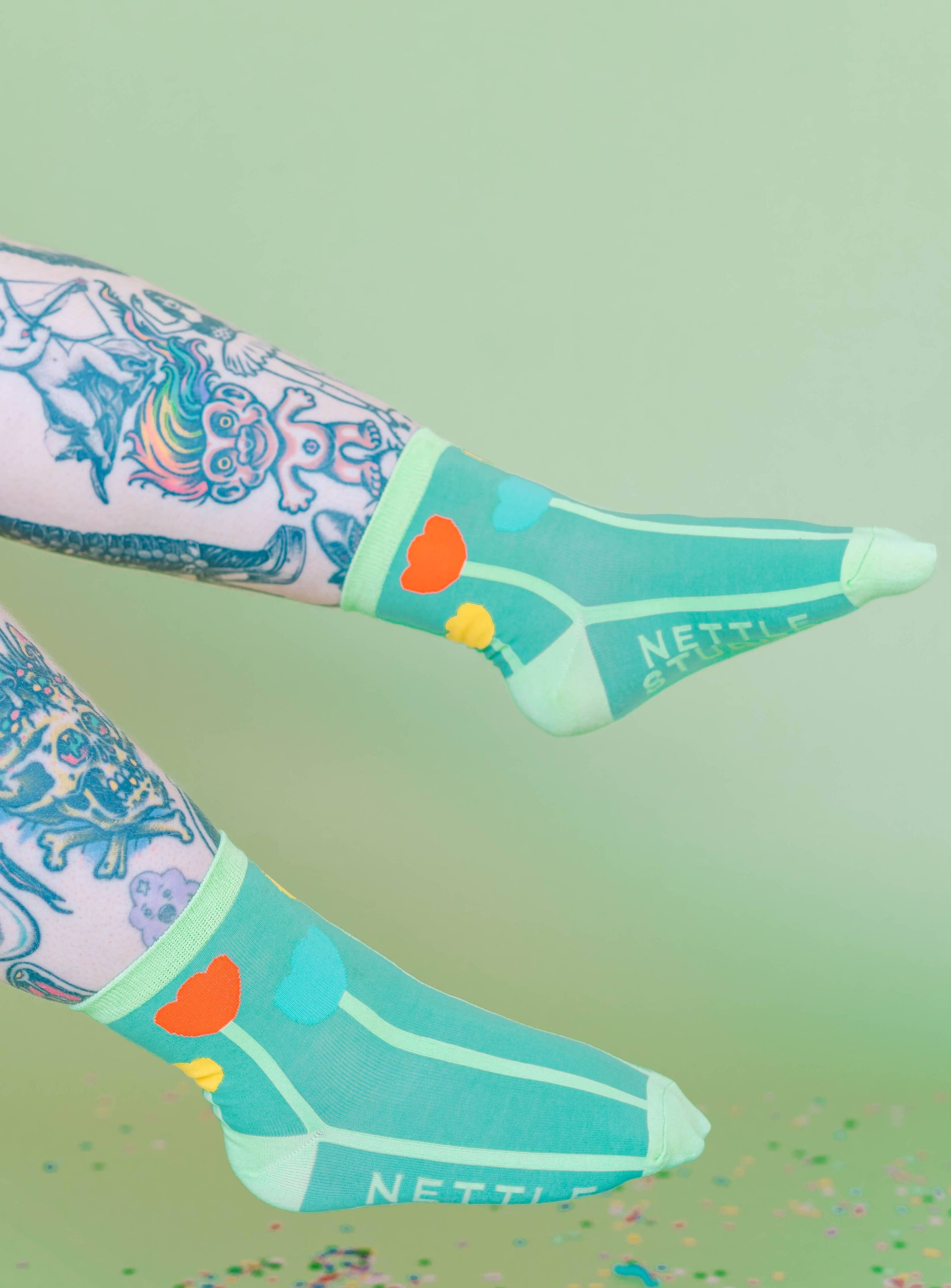 Women’s Cotton Ankle Socks - Primary Tulips