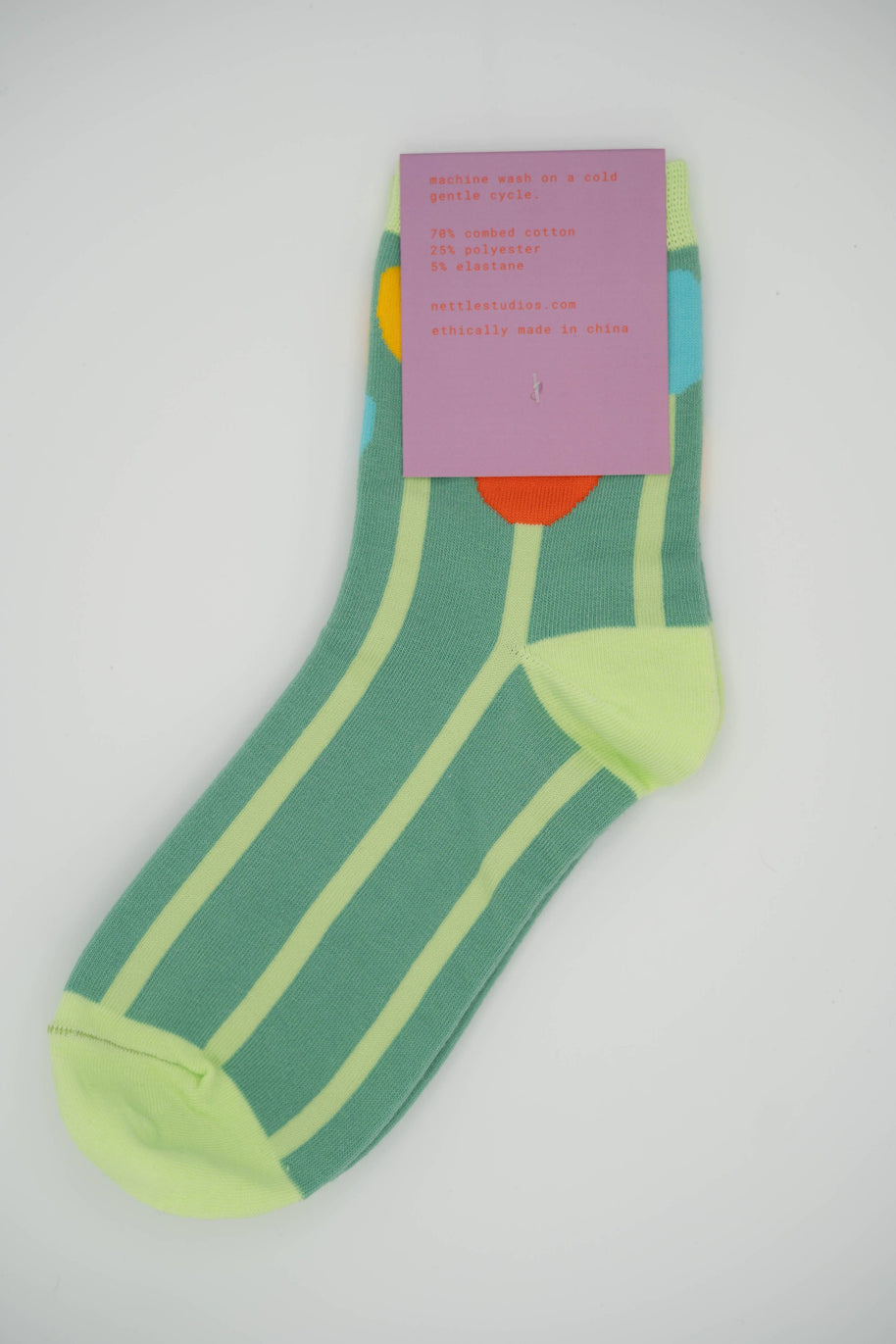 Women’s Cotton Ankle Socks - Primary Tulips