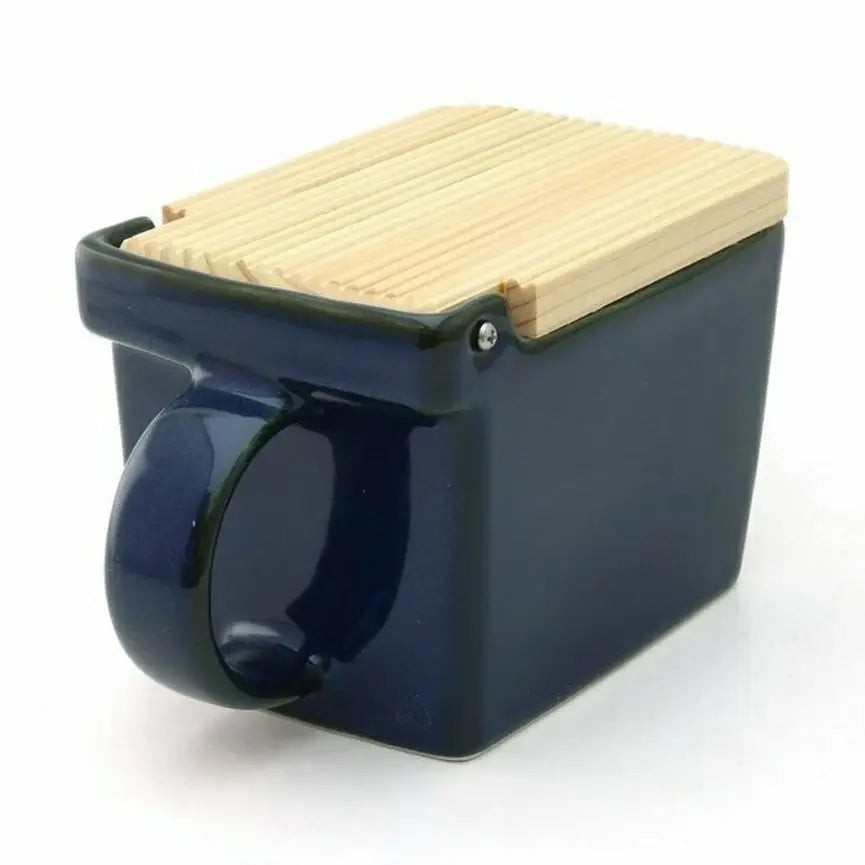 Ceramic Salt Box With Wooden Lid