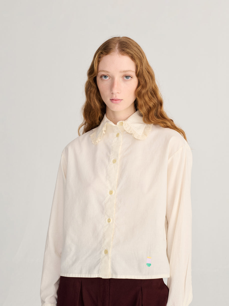 Lace Ending Poplin Shirt