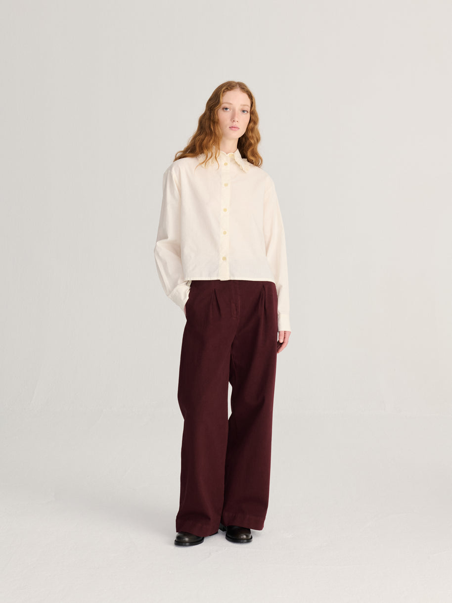 Lace Ending Poplin Shirt