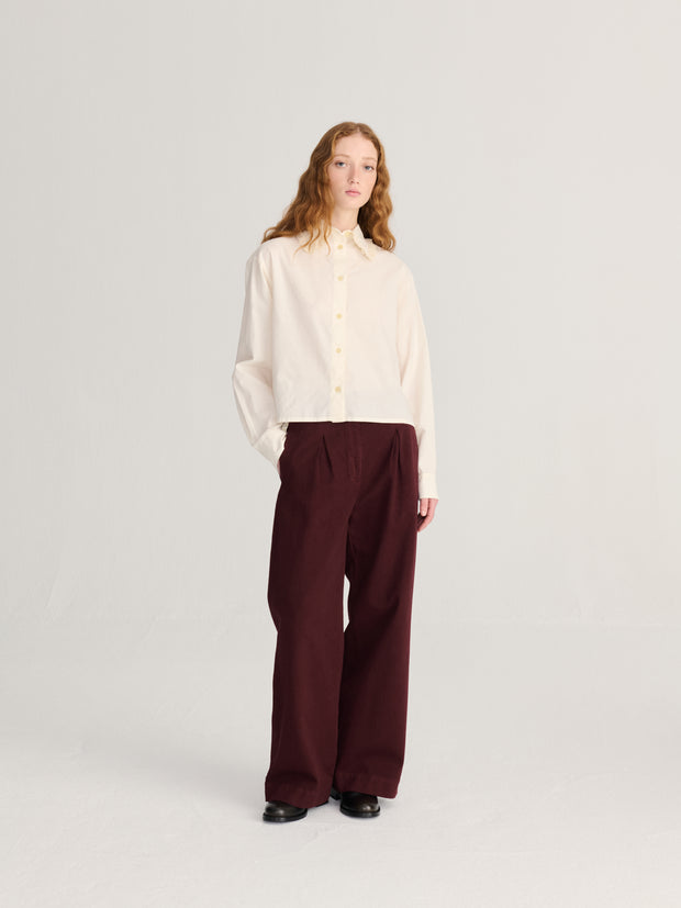 Pleated Twill Wid-Leg Pants