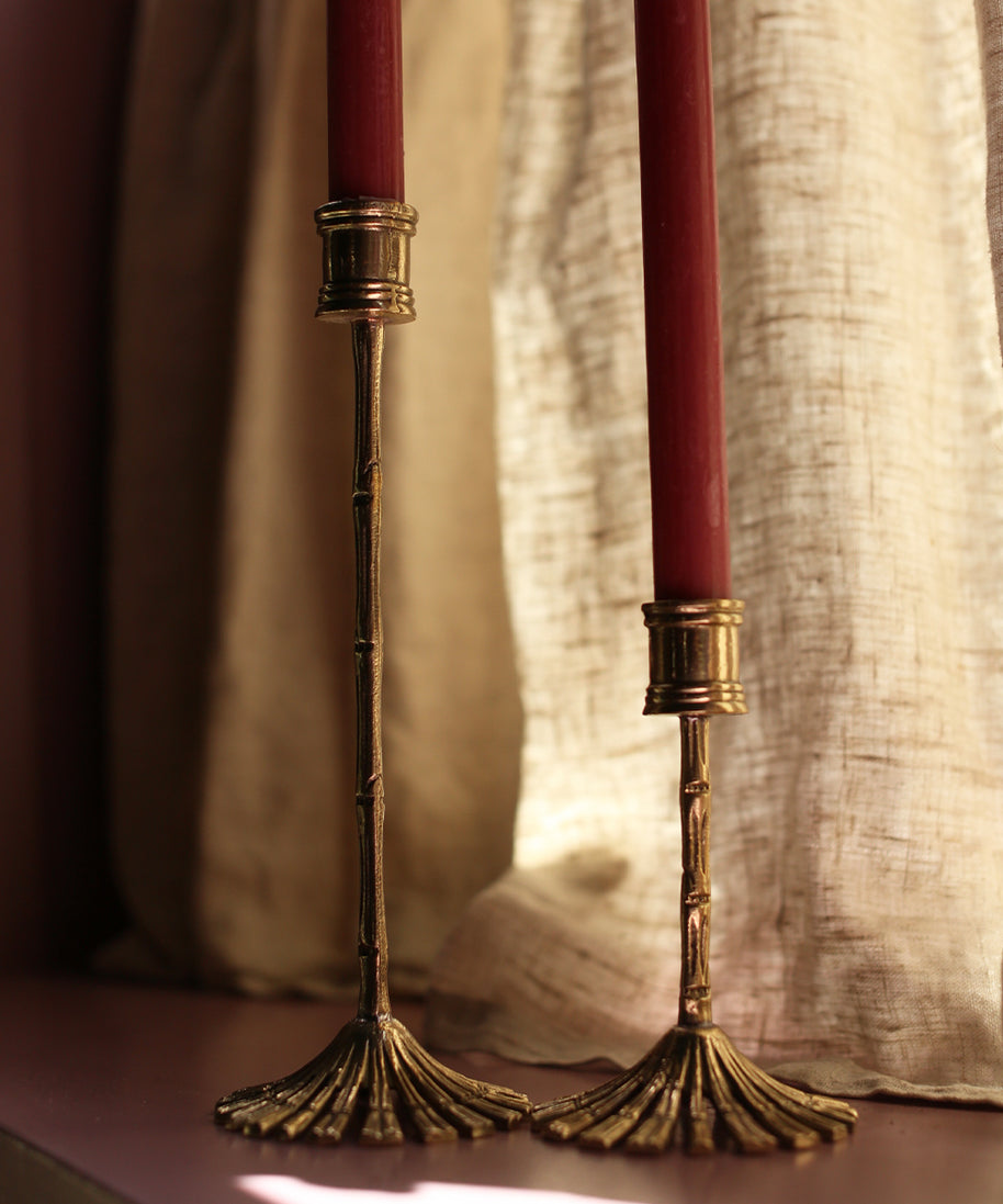 Bamboo Brass Candle Holder