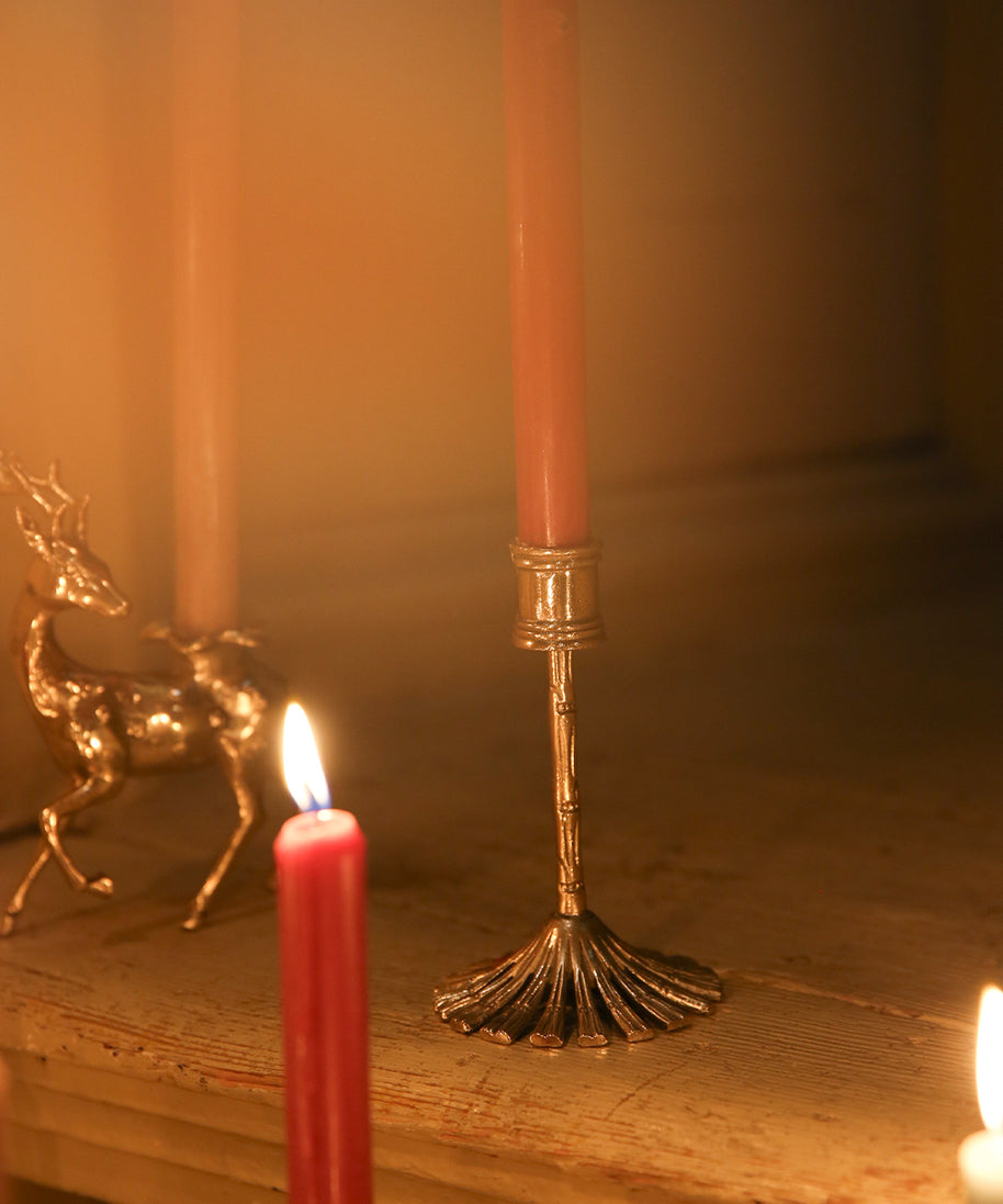 Bamboo Brass Candle Holder