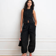 Nara Parachute Leg Drawstring Pants | Black