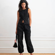 Nara Parachute Leg Drawstring Pants | Black