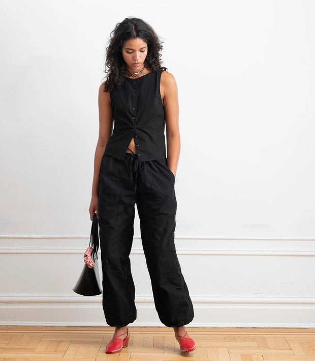 Nara Parachute Leg Drawstring Pants | Black
