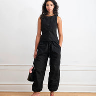 Nara Parachute Leg Drawstring Pants | Black