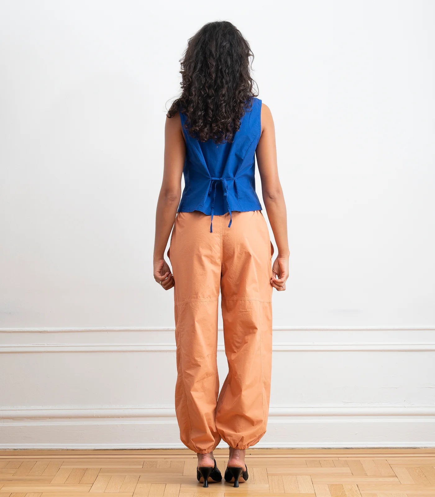 Hannah Cropped Tie Vest | Blueberry