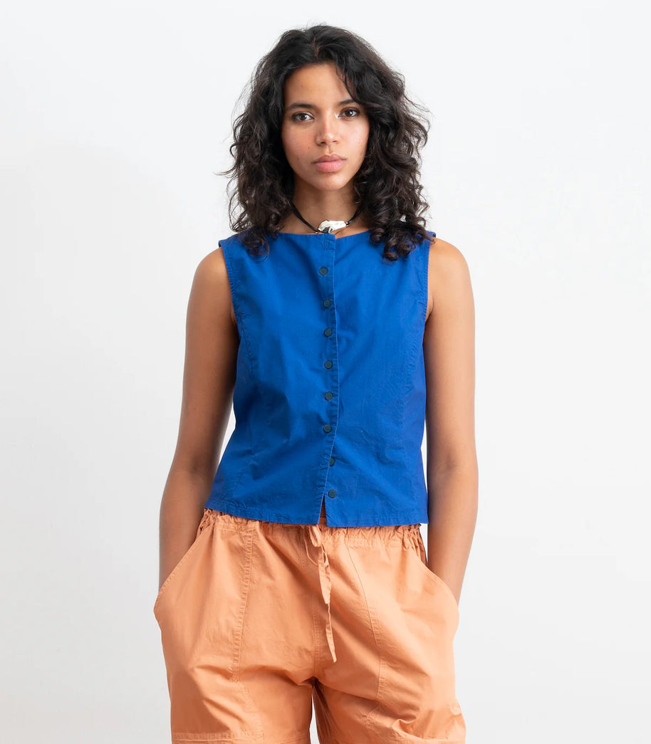 Hannah Cropped Tie Vest | Blueberry