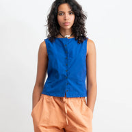 Hannah Cropped Tie Vest | Blueberry