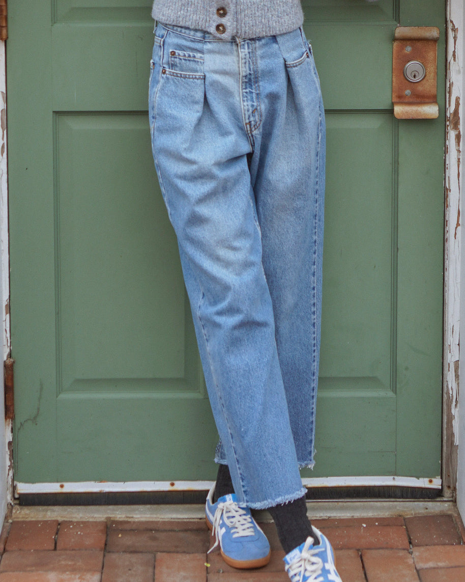 Upcycled Pleat Front Denim