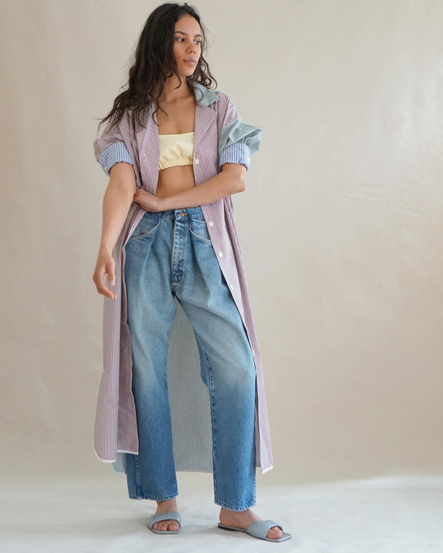 Upcycled Pleat Front Denim