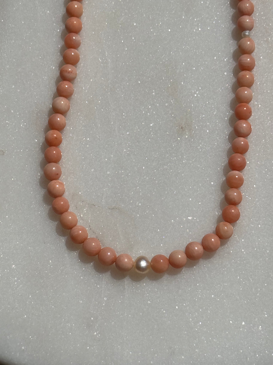 Pink Coral w/ Pearls 16.25"