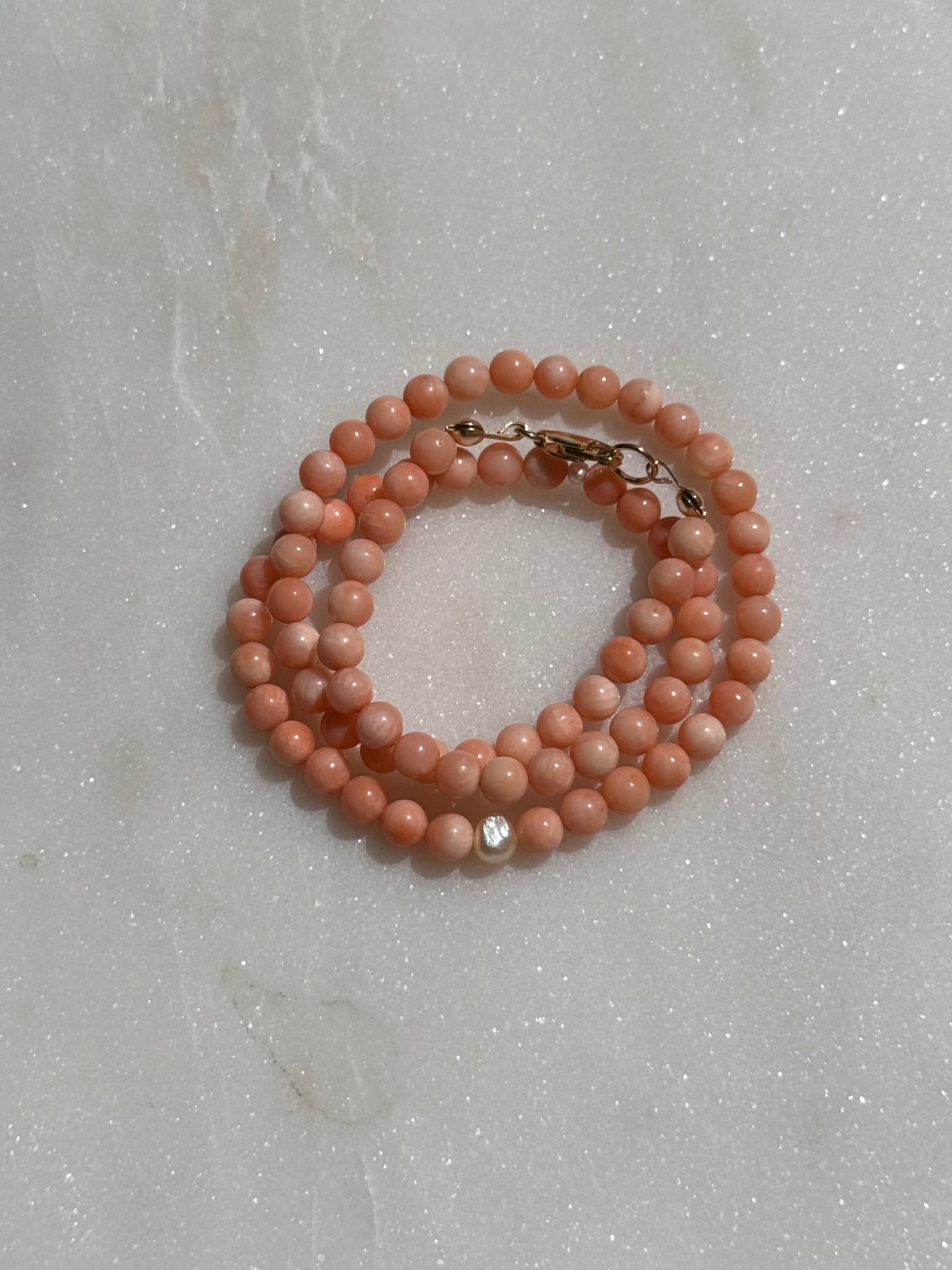 Pink Coral w/ Pearls 16.25