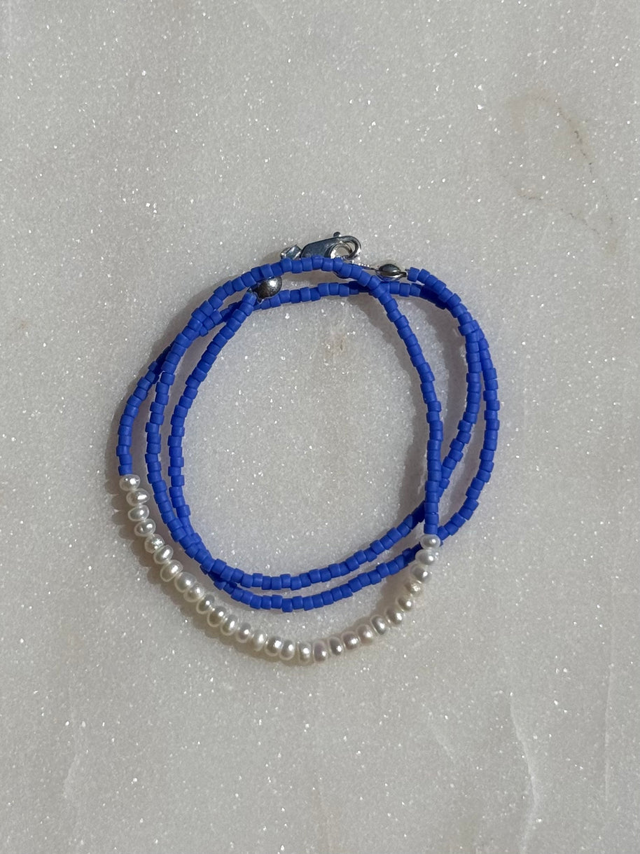 Dark Blue w/ Rice Pearls 15.75