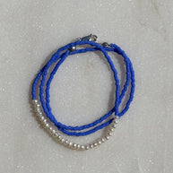 Dark Blue w/ Rice Pearls 15.75