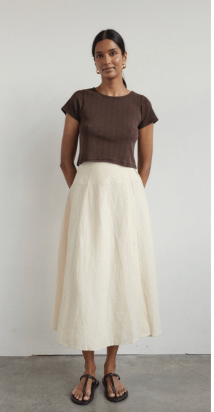 Pointelle Crop Tee