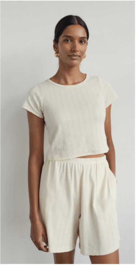 Pointelle Crop Tee