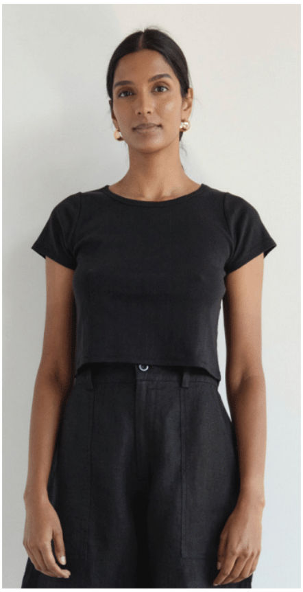 Pointelle Crop Tee