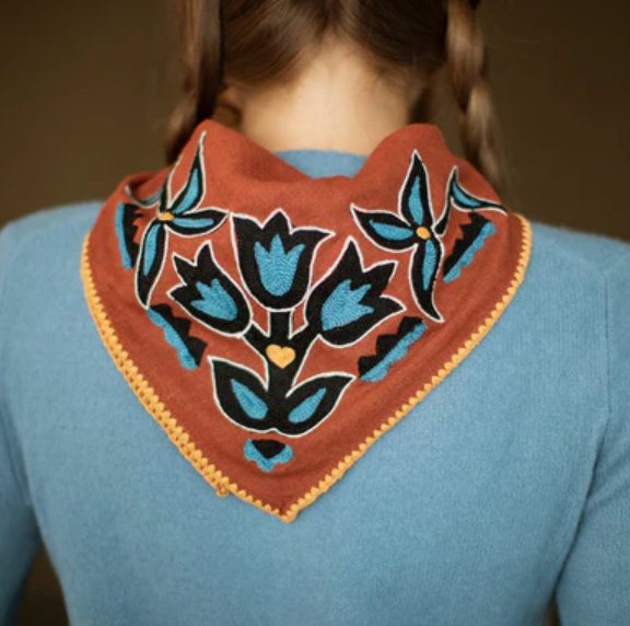 Chainstitch Silk Noil Bandana