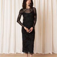 Floral Mesh Pencil Skirt
