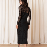 Floral Mesh Pencil Skirt